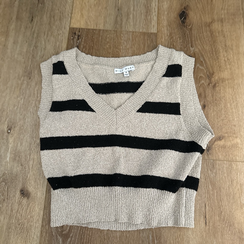 Striped V-Neck Knit Crop Top